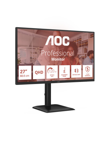 AOC E4 Q27E4U computer monitor 27" 2560 x 1440 pixels Quad HD LED Black