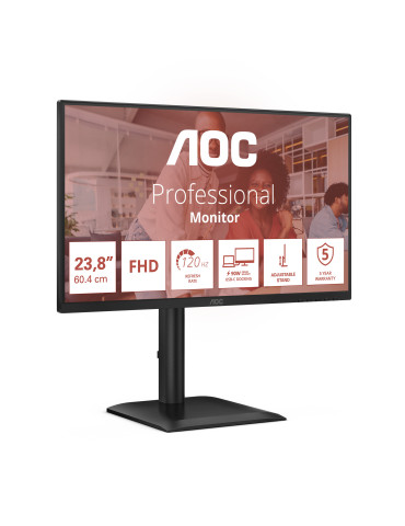 AOC E4 24E4CV tietokoneen litteä näyttö 60,5 cm (23.8") 1920 x 1080 pikseliä Full HD LED Musta
