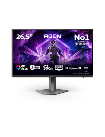 AOC AGON PRO AG276QKD2 computer monitor 26.5" 2560 x 1440 pixels Quad HD QD-OLED Black, Gray