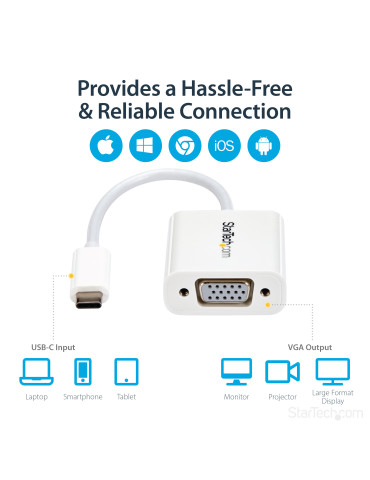 StarTech.com USB-C- till VGA-adapter - vit