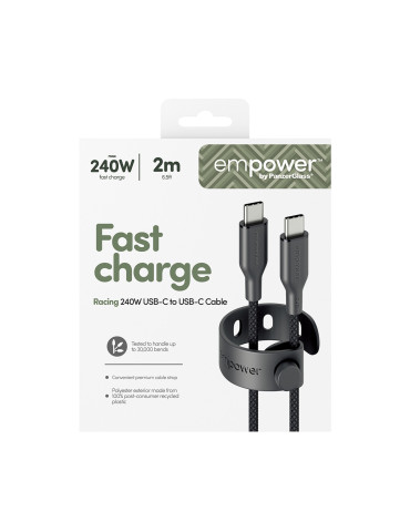PanzerGlass empower™ by ® Racing 240W USB-C to USB-C Cable | USB 2.0 | 2M | Space Black USB cable