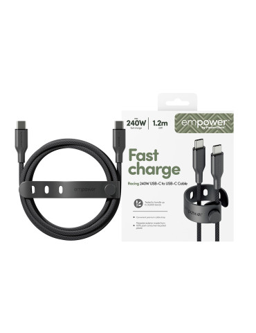 PanzerGlass empower™ by ® Racing 240W USB-C to USB-C Cable | USB 2.0 | 1.2M | Space Black USB cable