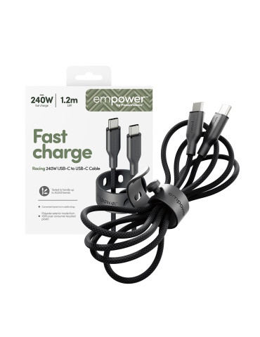 PanzerGlass empower™ by ® Racing 240W USB-C to USB-C Cable | USB 2.0 | 1.2M | Space Black USB cable
