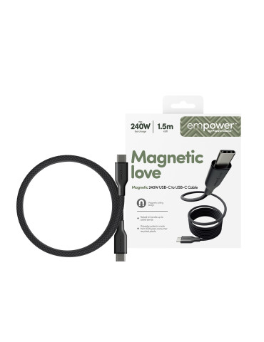 PanzerGlass empower™ by ® Magnetic 240W USB-C to USB-C Cable | USB 2.0 | 1.5M | Space Black USB cable 59.1" (1.5 m) Transparent
