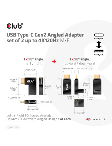 CLUB3D CAC-1528 kaapelin sukupuolenvaihtaja USB C Musta