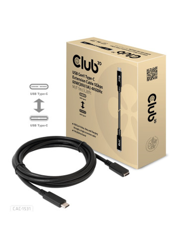 CLUB3D CAC-1531 USB cable 39.4" (1 m) USB C 2 x USB C 5 Gbit s 60 W Black