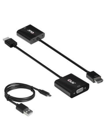 CLUB3D CAC-1302 video cable adapter 19.7" (0.5 m) HDMI Type A (Standard) VGA (D-Sub) Black