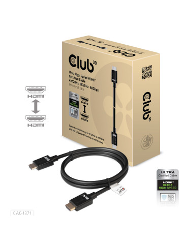CLUB3D Ultra High Speed HDMI 4K120Hz, 8K60Hz Certified Cable 48Gbps M M 1 m 3.28 ft