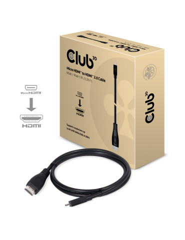 CLUB3D Micro HDMI™ to HDMI™ 2.0 4K60Hz Cable 1M   3.28Ft