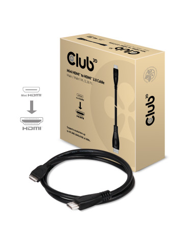CLUB3D Mini HDMI™ to HDMI™ 2.0 4K60Hz Cable 1M   3.28Ft