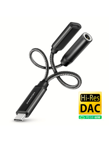 Axagon ADA-HCPD ljudkabel 0,1 m USB-C, 3.5 mm USB-C Svart