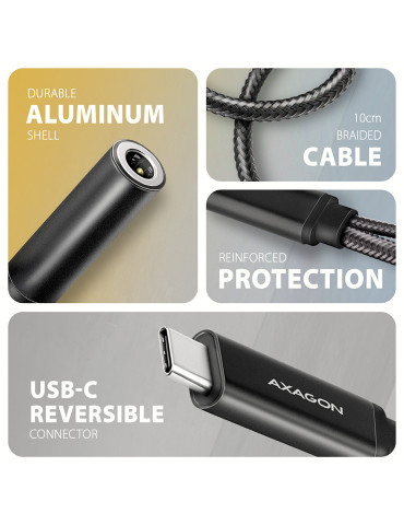 Axagon ADA-HCPD ljudkabel 0,1 m USB-C, 3.5 mm USB-C Svart