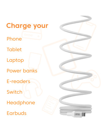 CLUB3D CLUB 3D USB-C Magnetic-Coil Cable White USB-kaapeli 2 m USB C 0,48 Gbit s 240 W Valkoinen