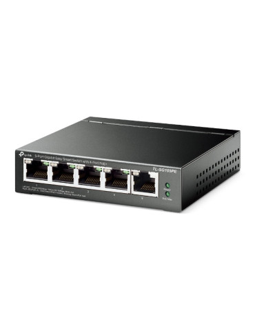 TP-Link TL-SG105PE verkkokytkin Hallittu L2 Gigabit Ethernet (10 100 1000) Power over Ethernet -tuki Musta