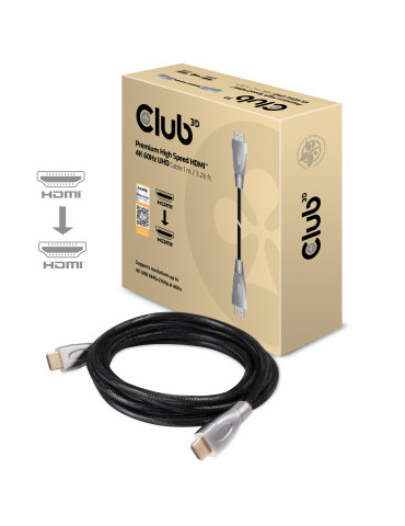 CLUB3D Premium High Speed HDMI™ 2.0 4K60Hz UHD Cable 1 m  3.28 ft Certified