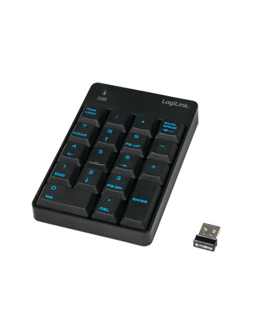 LogiLink ID0120 numeric keypad Universal RF Wireless Black