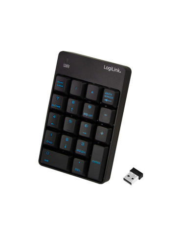 LogiLink ID0120 numeric keypad Universal RF Wireless Black