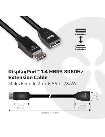 CLUB3D CAC-1022 video cable adapter 78.7" (2 m) Displayport 1.4 Black