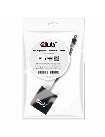 CLUB3D Mini DisplayPort 1.2 to HDMI 2.0 UHD Active Adapter