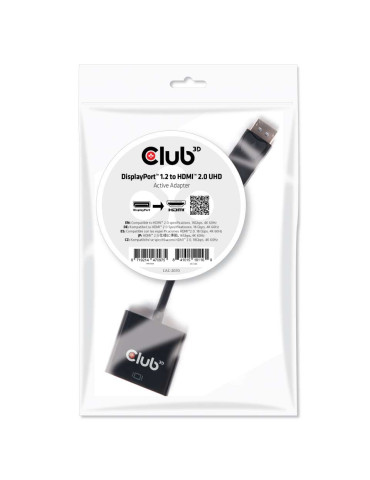 CLUB3D DisplayPort 1.2 to HDMI 2.0 UHD Active Adapter