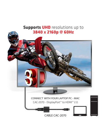CLUB3D DisplayPort 1.2 to HDMI 2.0 UHD Active Adapter