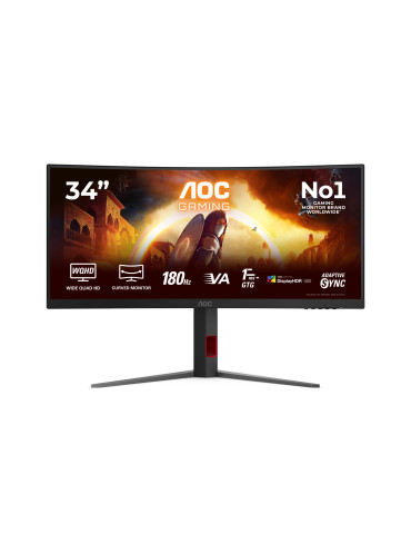 AOC G4 CU34G4CAP tietokoneen litteä näyttö 86,4 cm (34") 3440 x 1440 pikseliä UltraWide Quad HD LCD Musta, Punainen