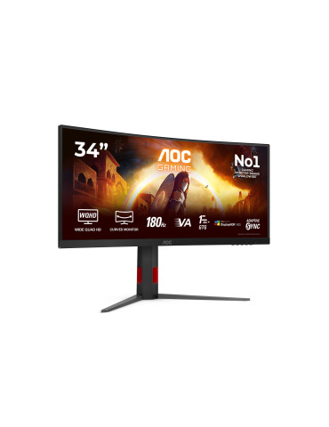 AOC G4 CU34G4CAP tietokoneen litteä näyttö 86,4 cm (34") 3440 x 1440 pikseliä UltraWide Quad HD LCD Musta, Punainen