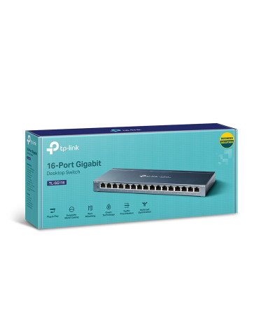 TP-Link TL-SG116 Hallitsematon Gigabit Ethernet (10 100 1000) Musta