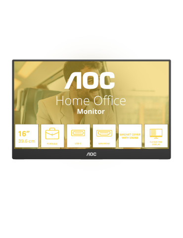 AOC 16T20E2 Kannettava televisio ja näyttö Kannettava näyttö Musta 39,6 cm (15.6") LED 1920 x 1080 pikseliä