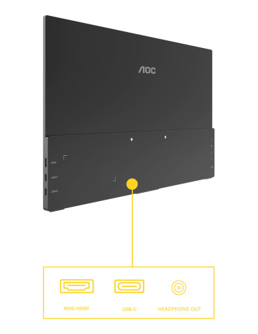 AOC 16T20E2 Kannettava televisio ja näyttö Kannettava näyttö Musta 39,6 cm (15.6") LED 1920 x 1080 pikseliä