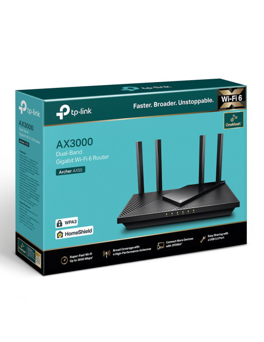 TP-Link Archer AX55 trådlös router Gigabit Ethernet Dual-band (2,4 GHz   5 GHz) Svart