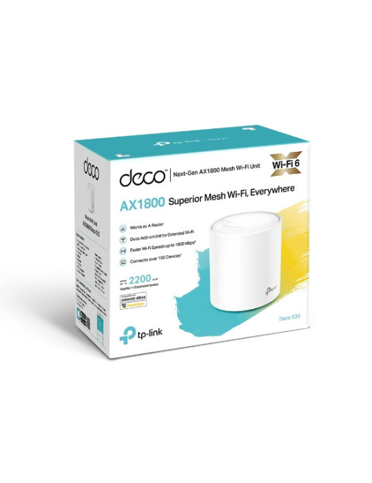 TP-Link Deco X20 (1-pack) Kaksitaajuus (2,4 GHz 5 GHz) Wi-Fi 5 (802.11ac) Valkoinen 2 Sisäinen