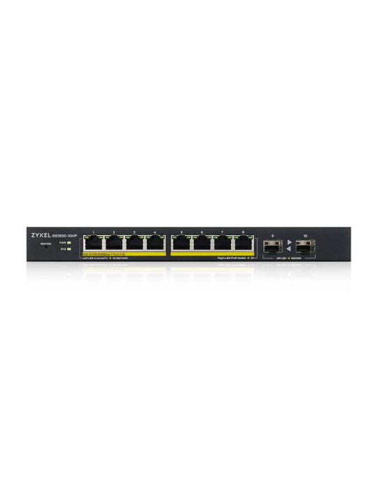 Zyxel GS1900-10HP hanterad L2 Gigabit Ethernet (10 100 1000) Strömförsörjning via Ethernet (PoE) stöd Svart