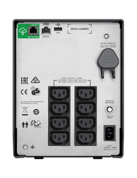 APC SMC1000IC strömskydd (UPS) Linjeinteraktiv 1 kVA 600 W 8 AC-utgångar