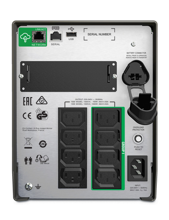 APC SMT1000IC UPS-virtalähde Linjainteraktiivinen 1 kVA 700 W 8 AC-pistorasia(a)