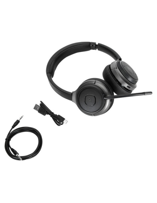 Targus AEH104GL hörlur och headset Kabel & Trådlös Huvudband Samtal musik USB Type-C Bluetooth Svart