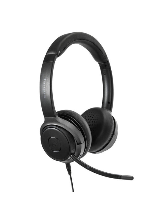 Targus AEH104GL hörlur och headset Kabel & Trådlös Huvudband Samtal musik USB Type-C Bluetooth Svart