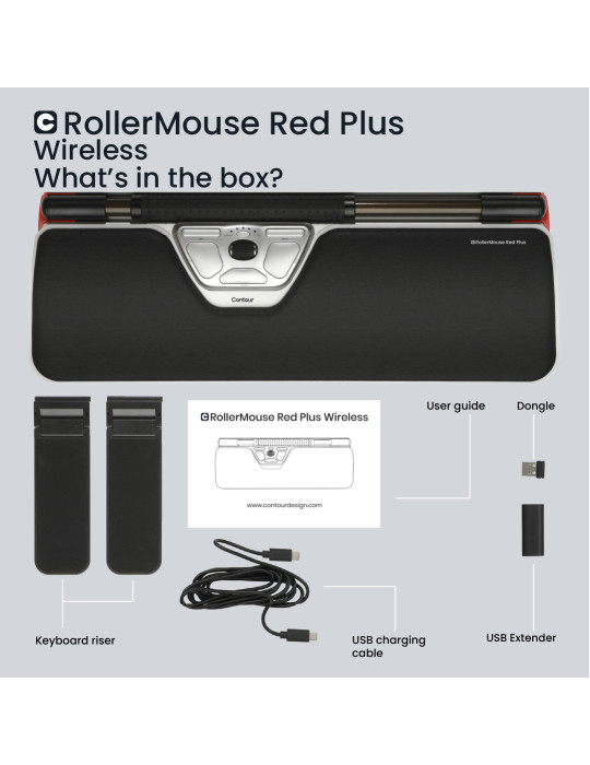 Contour Design RollerMouse Red Plus mouse Office Bluetooth + USB Type-C 2800 DPI