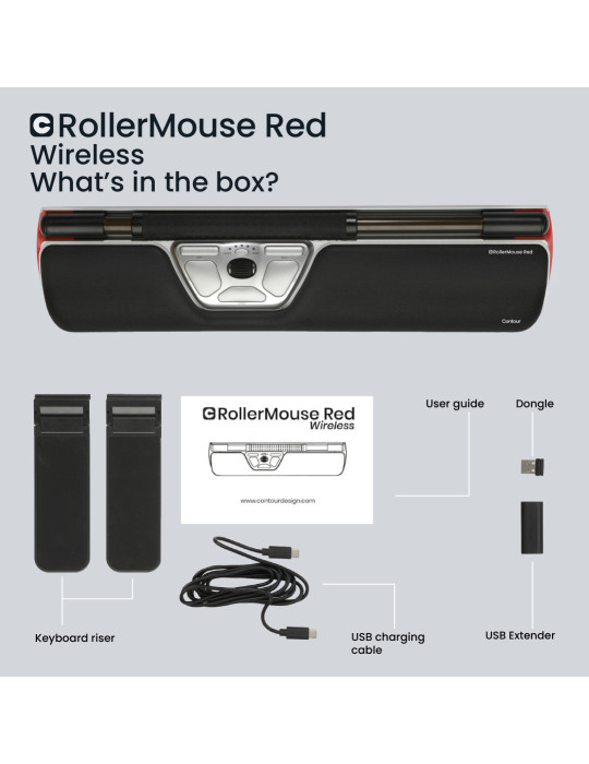 Contour Design RollerMouse Red mouse Office Bluetooth + USB Type-C 2800 DPI