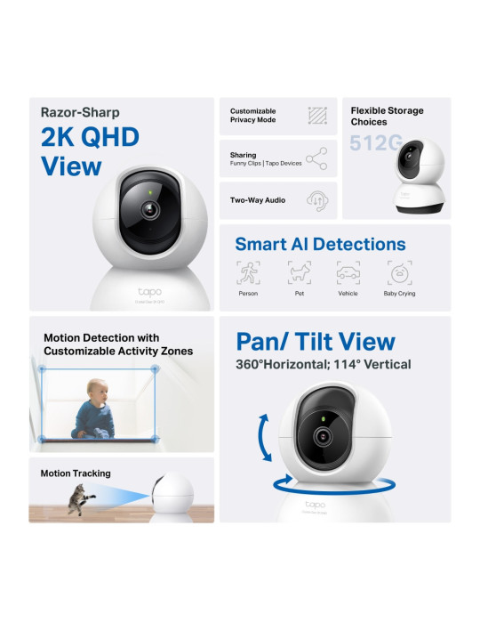 TP-Link Tapo C220 Spherical IP security camera Indoor 2560 x 1440 pixels Desk