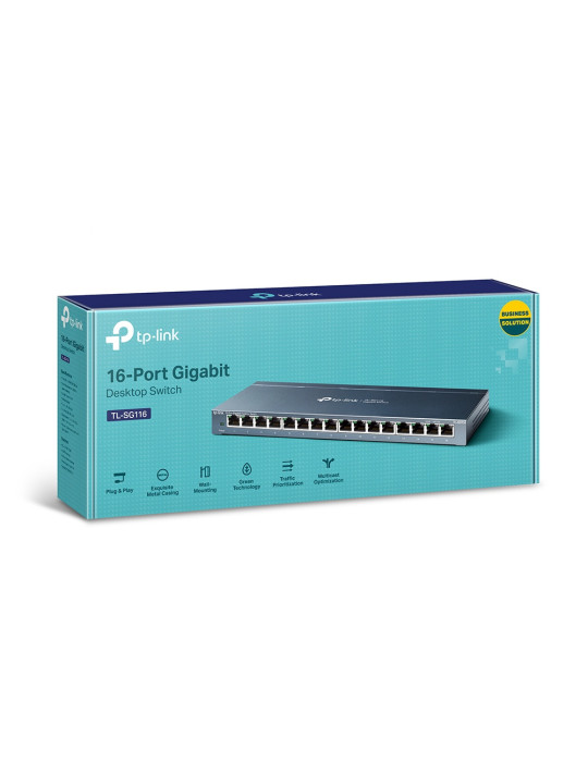 TP-Link TL-SG116 Ohanterad Gigabit Ethernet (10 100 1000) Svart