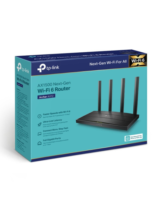 TP-Link Archer AX12 trådlös router Snabb Ethernet Dual-band (2,4 GHz   5 GHz) Svart