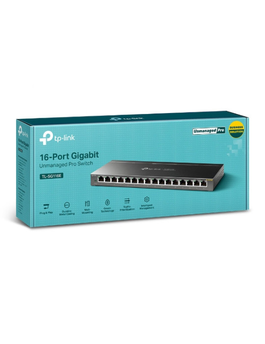 TP-Link TL-SG116E Ohanterad L2 Gigabit Ethernet (10 100 1000) Svart