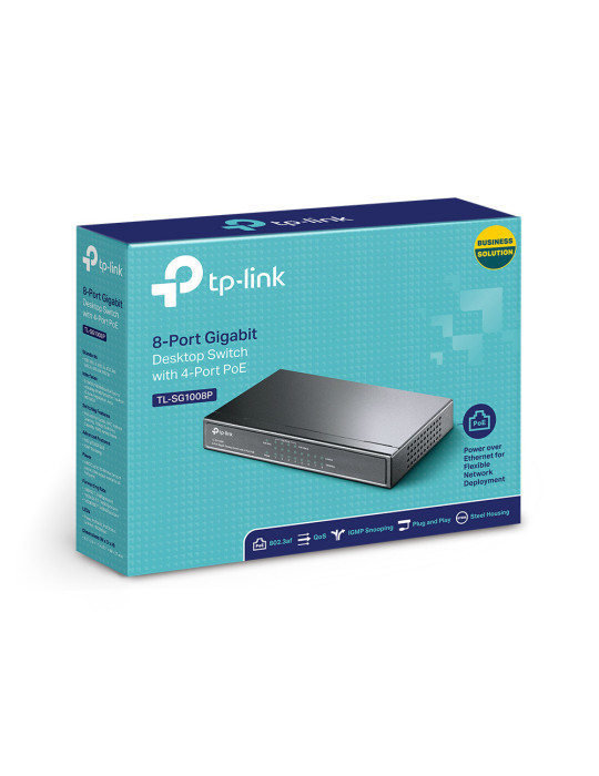 TP-Link TL-SG1008P hanterad Gigabit Ethernet (10 100 1000) Strömförsörjning via Ethernet (PoE) stöd Grå