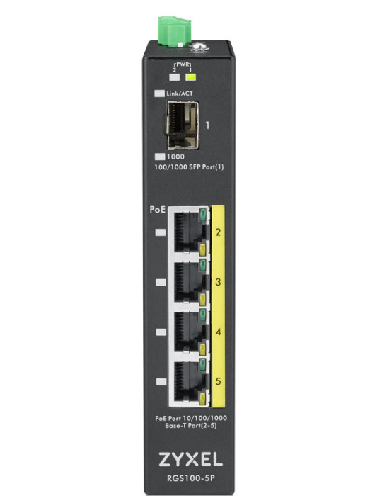 Zyxel RGS100-5P Ohanterad L2 Gigabit Ethernet (10 100 1000) Strömförsörjning via Ethernet (PoE) stöd Svart