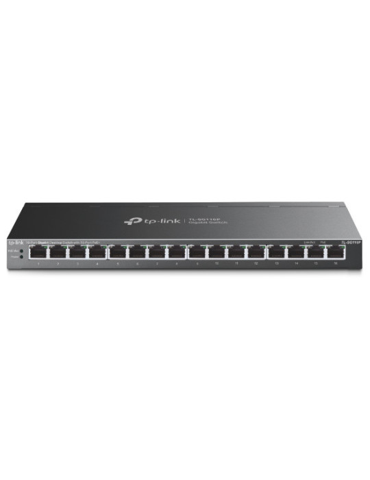 TP-Link TL-SG116P verkkokytkin Hallitsematon Gigabit Ethernet (10 100 1000) Power over Ethernet -tuki musta