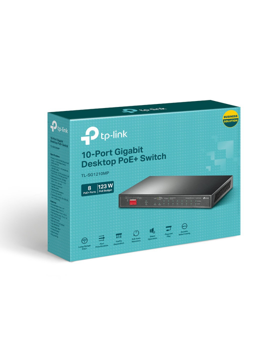 TP-Link TL-SG1210MP nätverksswitchar Ohanterad Gigabit Ethernet (10 100 1000) Strömförsörjning via Ethernet (PoE) stöd Svart