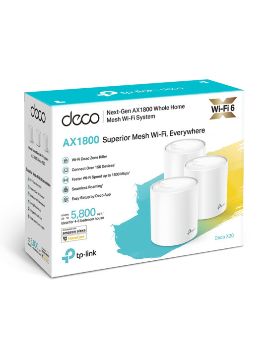 TP-Link Deco X20 (3-pack) Dual-band (2.4 GHz   5 GHz) Wi-Fi 5 (802.11ac) White 2 Internal