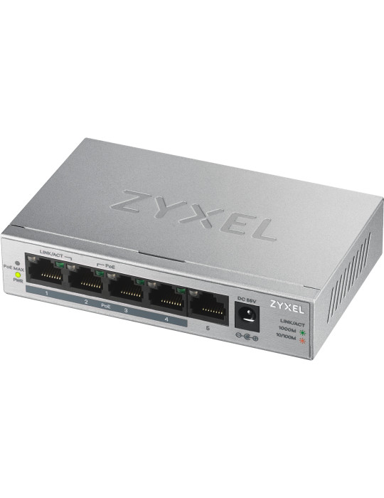 Zyxel GS1005HP Ohanterad Gigabit Ethernet (10 100 1000) Strömförsörjning via Ethernet (PoE) stöd Silver