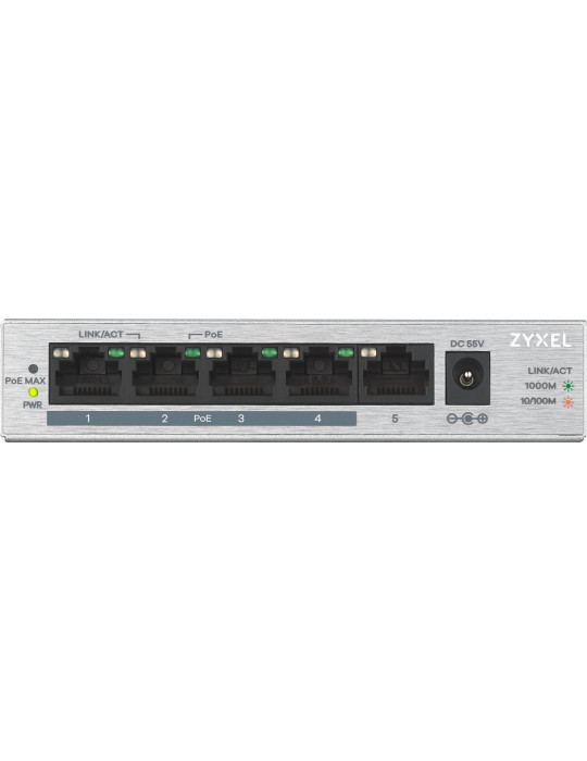 Zyxel GS1005HP Ohanterad Gigabit Ethernet (10 100 1000) Strömförsörjning via Ethernet (PoE) stöd Silver